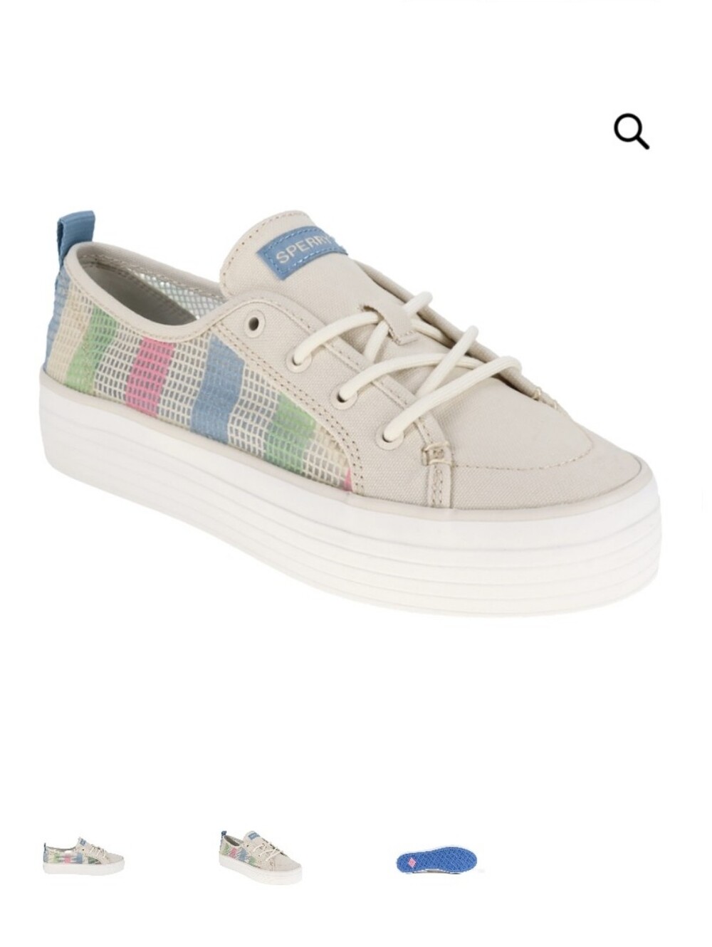 Sperry Top-Sider Women’s Crest Vibe Lace White Mesh Platform Sneakers 9 New